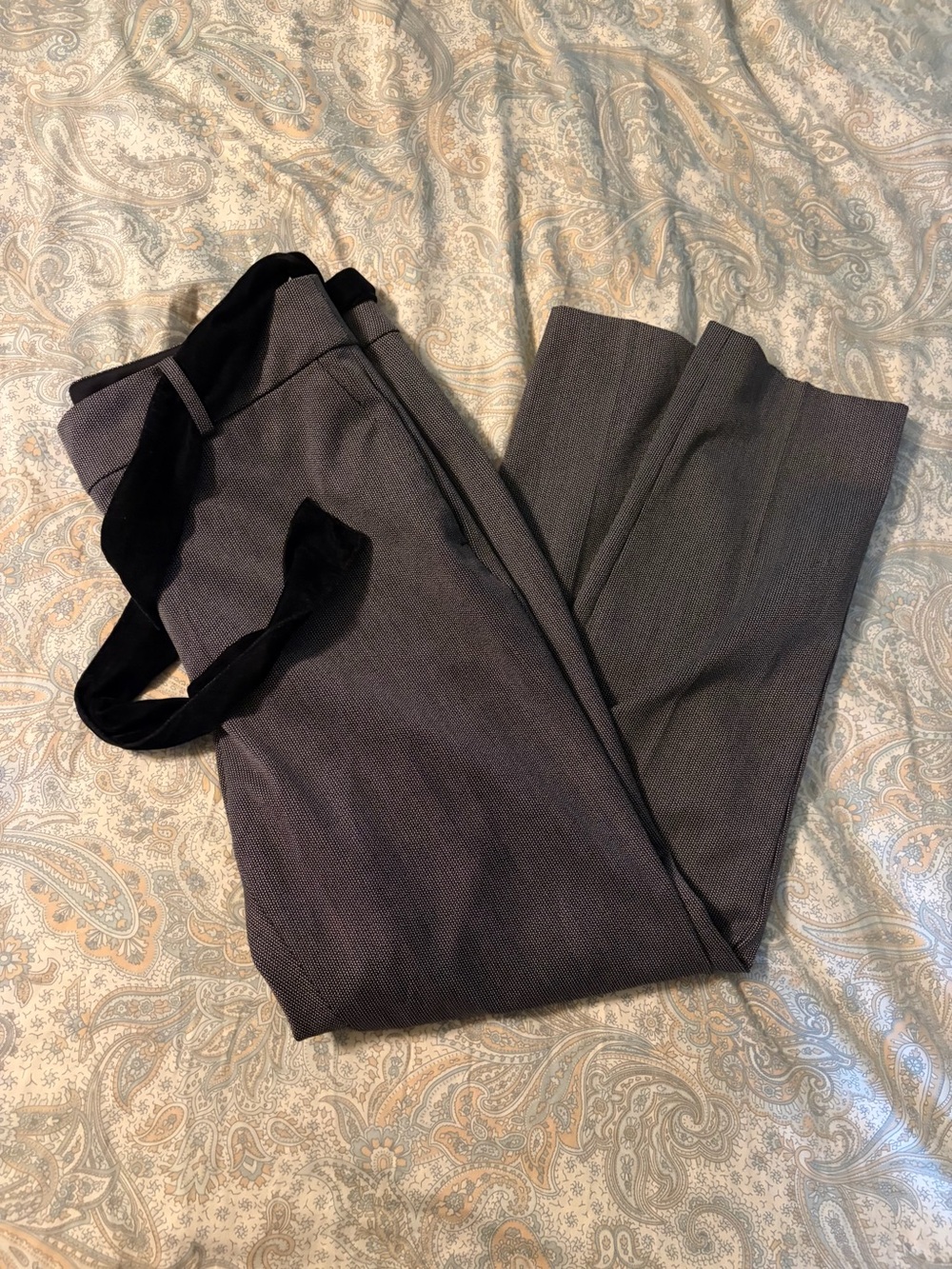 LOFT Charcoal Gray Women's Dress Pants with Black Waistband